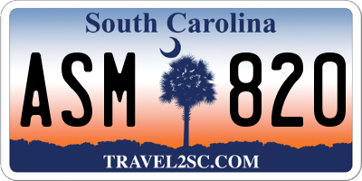 SC license plate ASM820