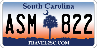 SC license plate ASM822