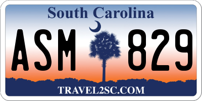 SC license plate ASM829