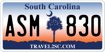 SC license plate ASM830