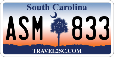 SC license plate ASM833