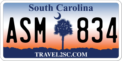 SC license plate ASM834