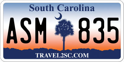 SC license plate ASM835