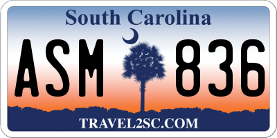 SC license plate ASM836