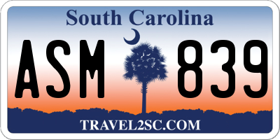 SC license plate ASM839