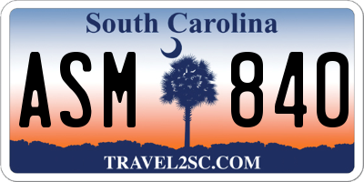 SC license plate ASM840