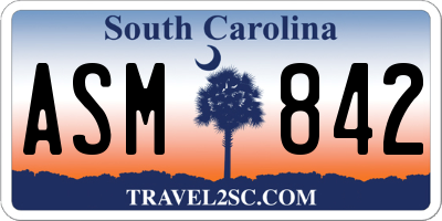 SC license plate ASM842