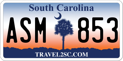 SC license plate ASM853