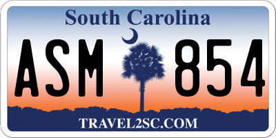 SC license plate ASM854
