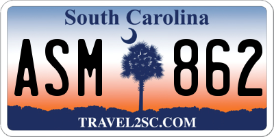 SC license plate ASM862