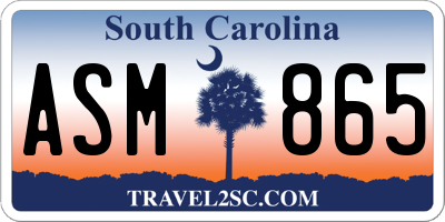 SC license plate ASM865