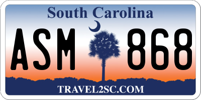 SC license plate ASM868