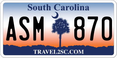 SC license plate ASM870