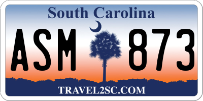 SC license plate ASM873