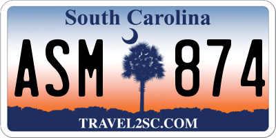 SC license plate ASM874