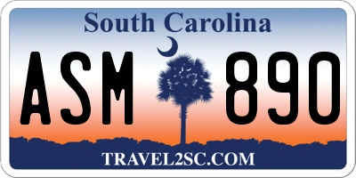 SC license plate ASM890
