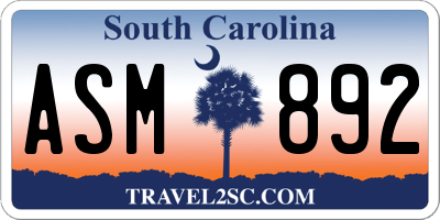 SC license plate ASM892