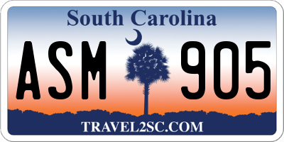 SC license plate ASM905