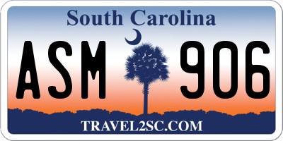 SC license plate ASM906