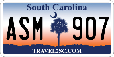 SC license plate ASM907