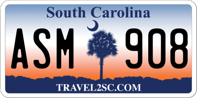 SC license plate ASM908