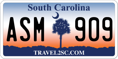 SC license plate ASM909