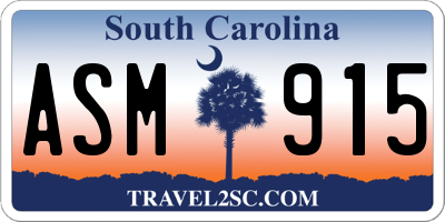 SC license plate ASM915