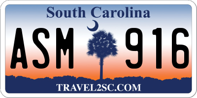 SC license plate ASM916