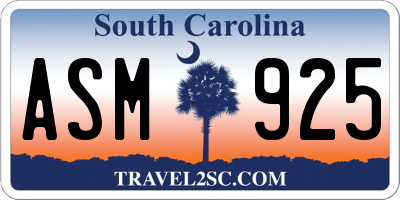 SC license plate ASM925