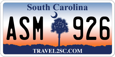 SC license plate ASM926