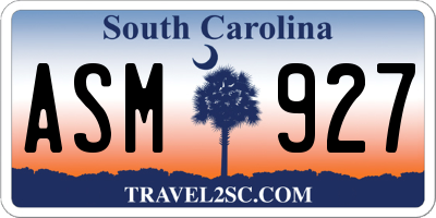 SC license plate ASM927
