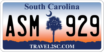 SC license plate ASM929
