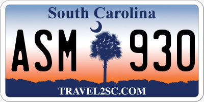 SC license plate ASM930