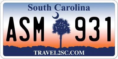 SC license plate ASM931
