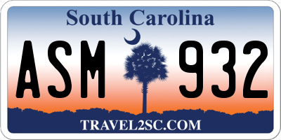 SC license plate ASM932