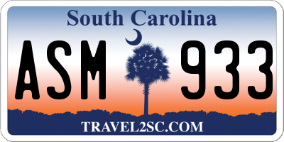 SC license plate ASM933