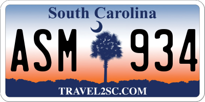 SC license plate ASM934