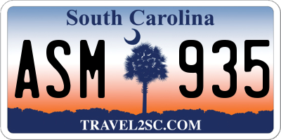 SC license plate ASM935