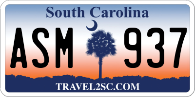 SC license plate ASM937