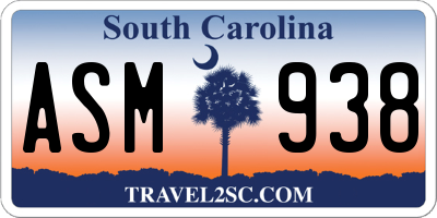 SC license plate ASM938