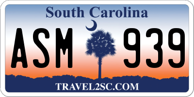 SC license plate ASM939