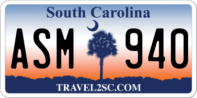 SC license plate ASM940