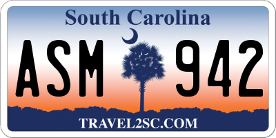 SC license plate ASM942