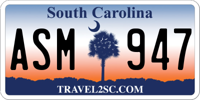 SC license plate ASM947