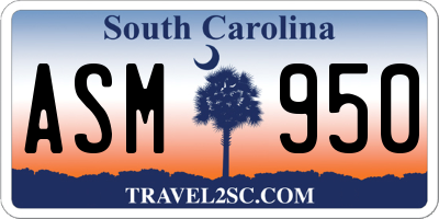 SC license plate ASM950