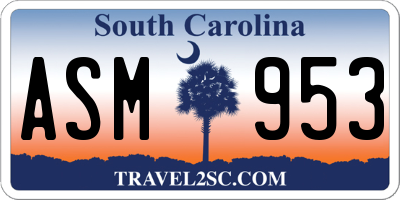 SC license plate ASM953