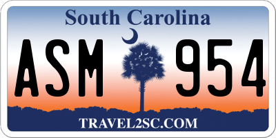 SC license plate ASM954