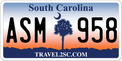 SC license plate ASM958