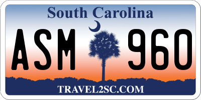 SC license plate ASM960