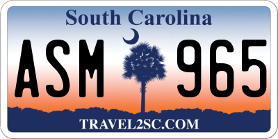 SC license plate ASM965